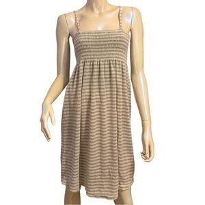 Vintage Striped Terrycloth Midi Dress